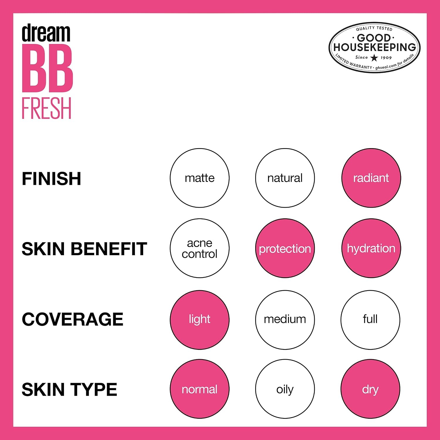 image:imageMAYBELLINE Dream Fresh Skin Hydrating BB Cream 8in1 Skin Perfecting Beauty Balm With Broad Spectrum Spf 30 Sheer Tint Coverage OilFree Deep 1 Fl Oz110 LIGHTMEDIUM
