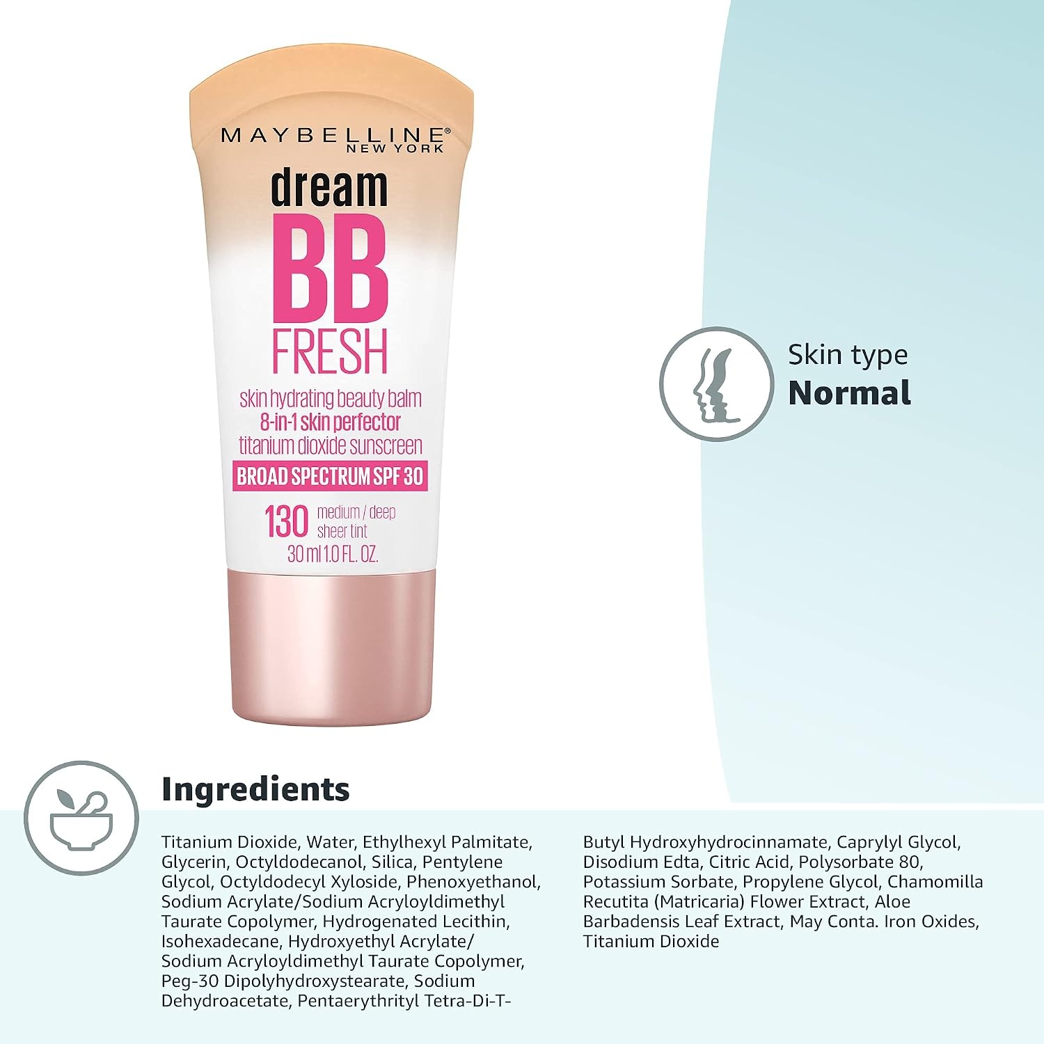 image:imageMAYBELLINE Dream Fresh Skin Hydrating BB Cream 8in1 Skin Perfecting Beauty Balm With Broad Spectrum Spf 30 Sheer Tint Coverage OilFree Deep 1 Fl Oz130 MEDIUMDEEP