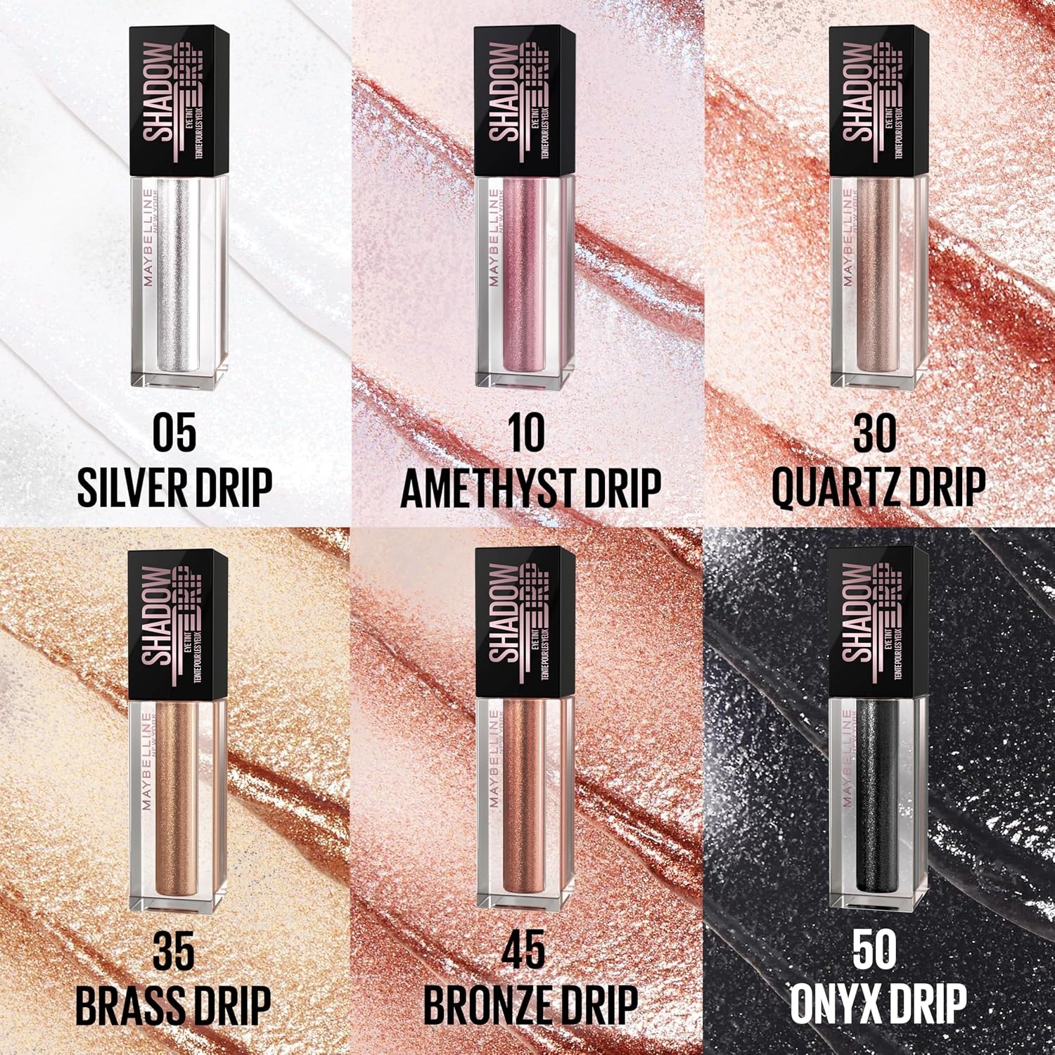 image:imageMAYBELLINE Shadow Drip Eye Tint Liquid Eyeshadow HighImpact Lightweight Shimmer Eye Shadow with Up To 16HR Wear Brass Drip 1 Count50 ONYX DRIP