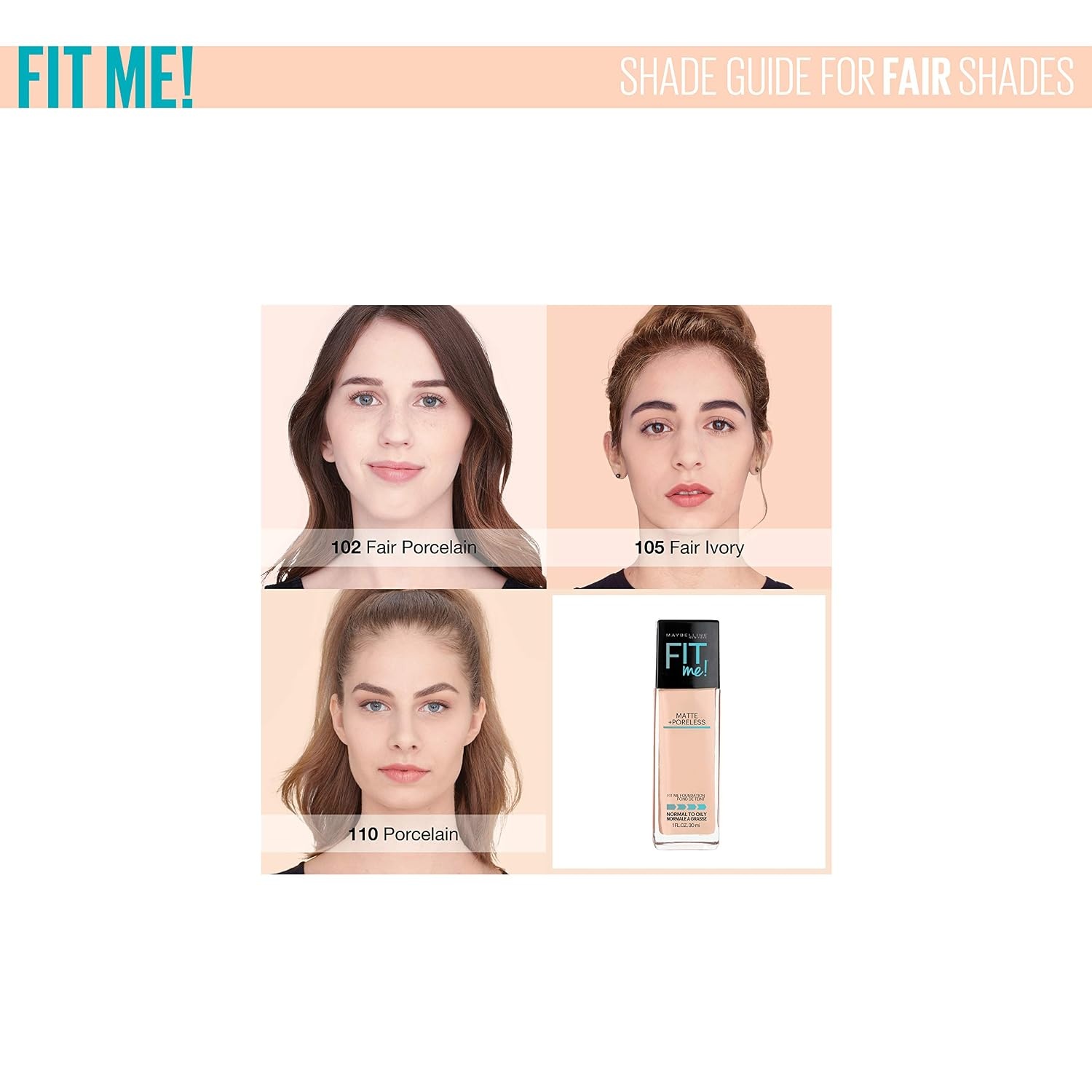 image:imageMaybelline Fit Me Matte Poreless Liquid OilFree Foundation Makeup Warm Coconut 1 Count Packaging May Vary110 PORCELAIN