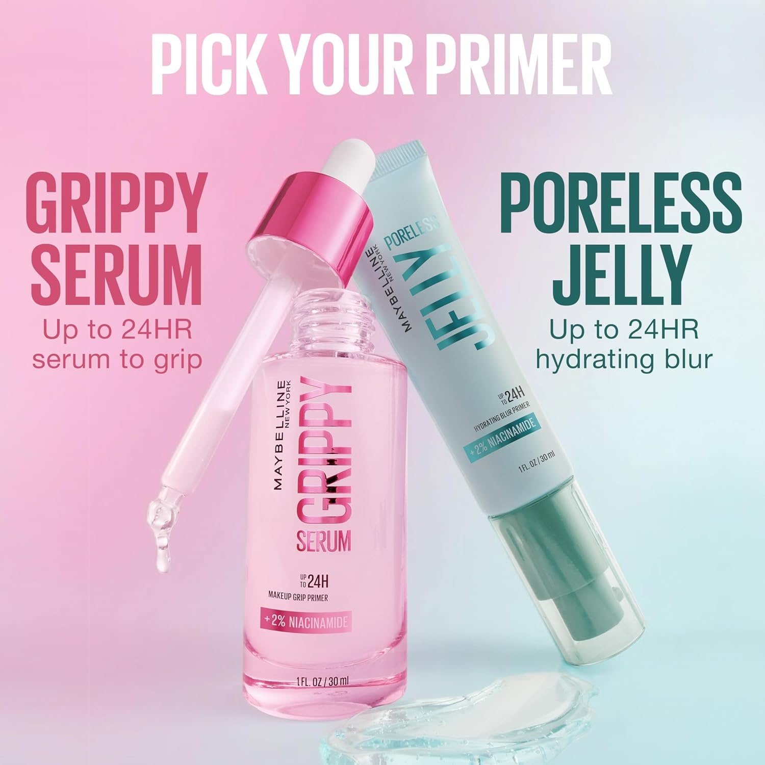 image:imageMaybelline Grippy Serum Primer Hydrating Makeup Primer with 2 Niacinamide For Up To 24HR Make Up Wear Clear 1 Count