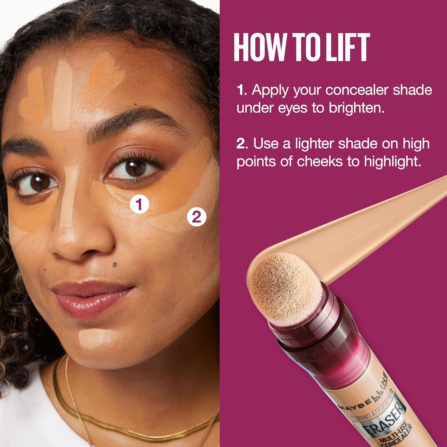 image:imageMaybelline Instant Age Rewind Eraser Dark Circles Treatment MultiUse Concealer Honey 02 Fl Oz Pack of 11475