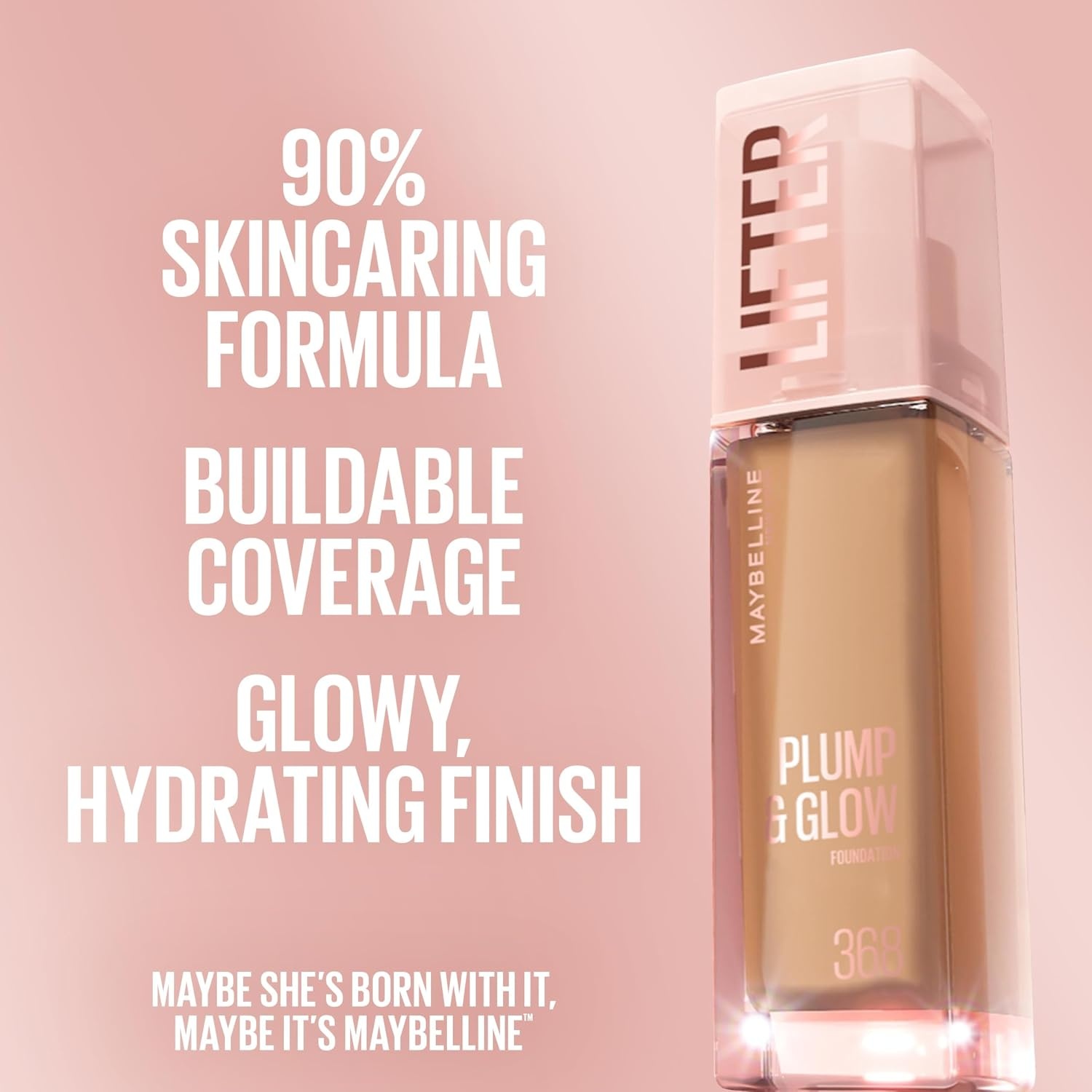 image:imageMaybelline Lifter Plump amp Glow Foundation Liquid Foundation with 2 Niacinamide Hyaluronic Acid Plumping and Brightening Face Makeup 367 1 Count210 NEUTRAL