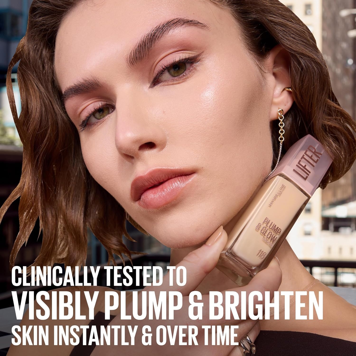 image:imageMaybelline Lifter Plump amp Glow Foundation Liquid Foundation with 2 Niacinamide Hyaluronic Acid Plumping and Brightening Face Makeup 367 1 Count332 WARM
