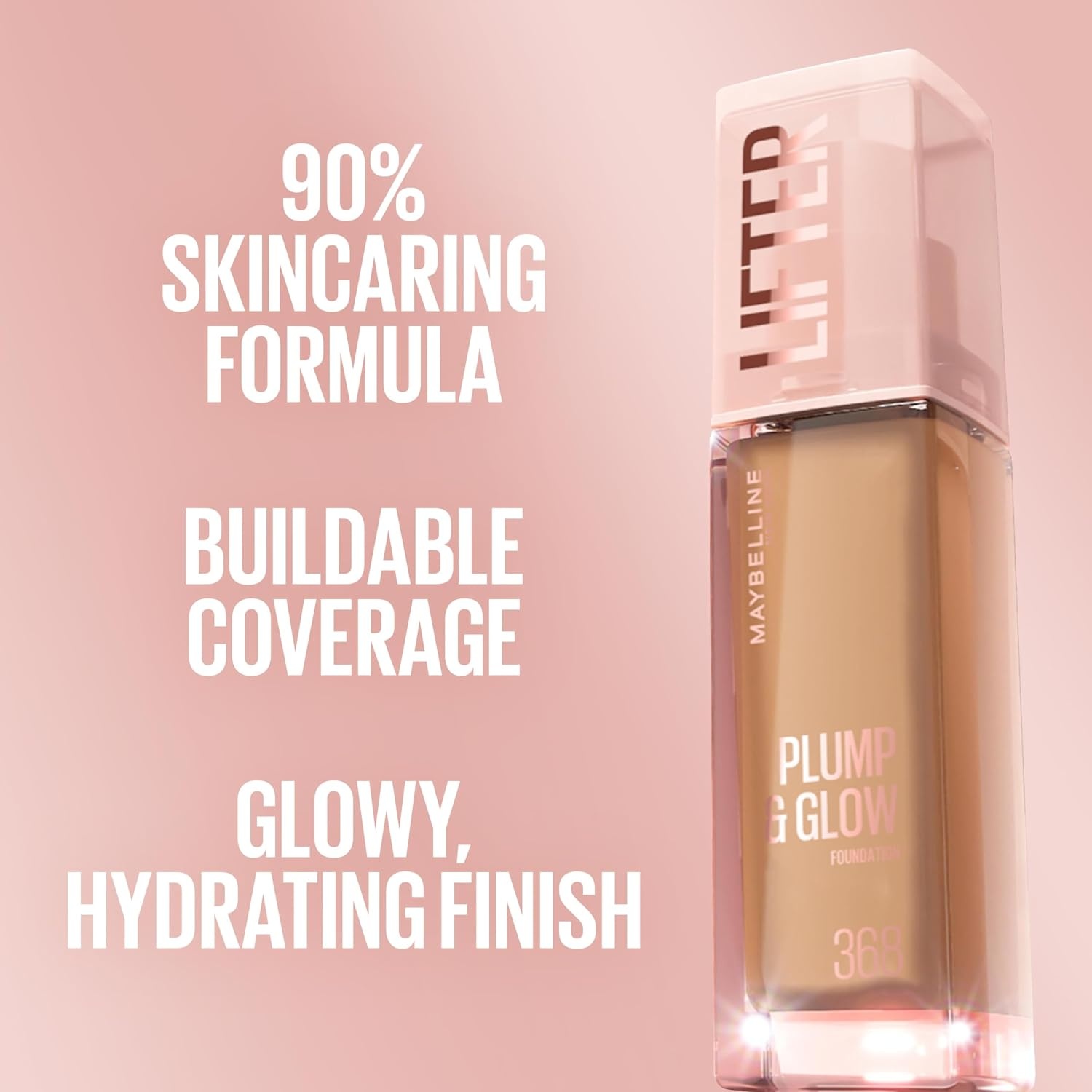 image:imageMaybelline Lifter Plump amp Glow Foundation Liquid Foundation with 2 Niacinamide Hyaluronic Acid Plumping and Brightening Face Makeup 367 1 Count368 NEUTRAL