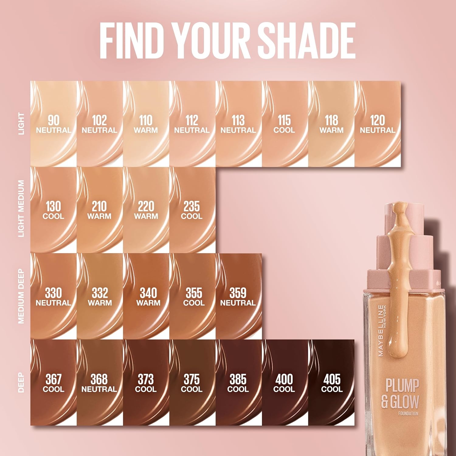 image:imageMaybelline Lifter Plump amp Glow Foundation Liquid Foundation with 2 Niacinamide Hyaluronic Acid Plumping and Brightening Face Makeup 367 1 Count385 COOL