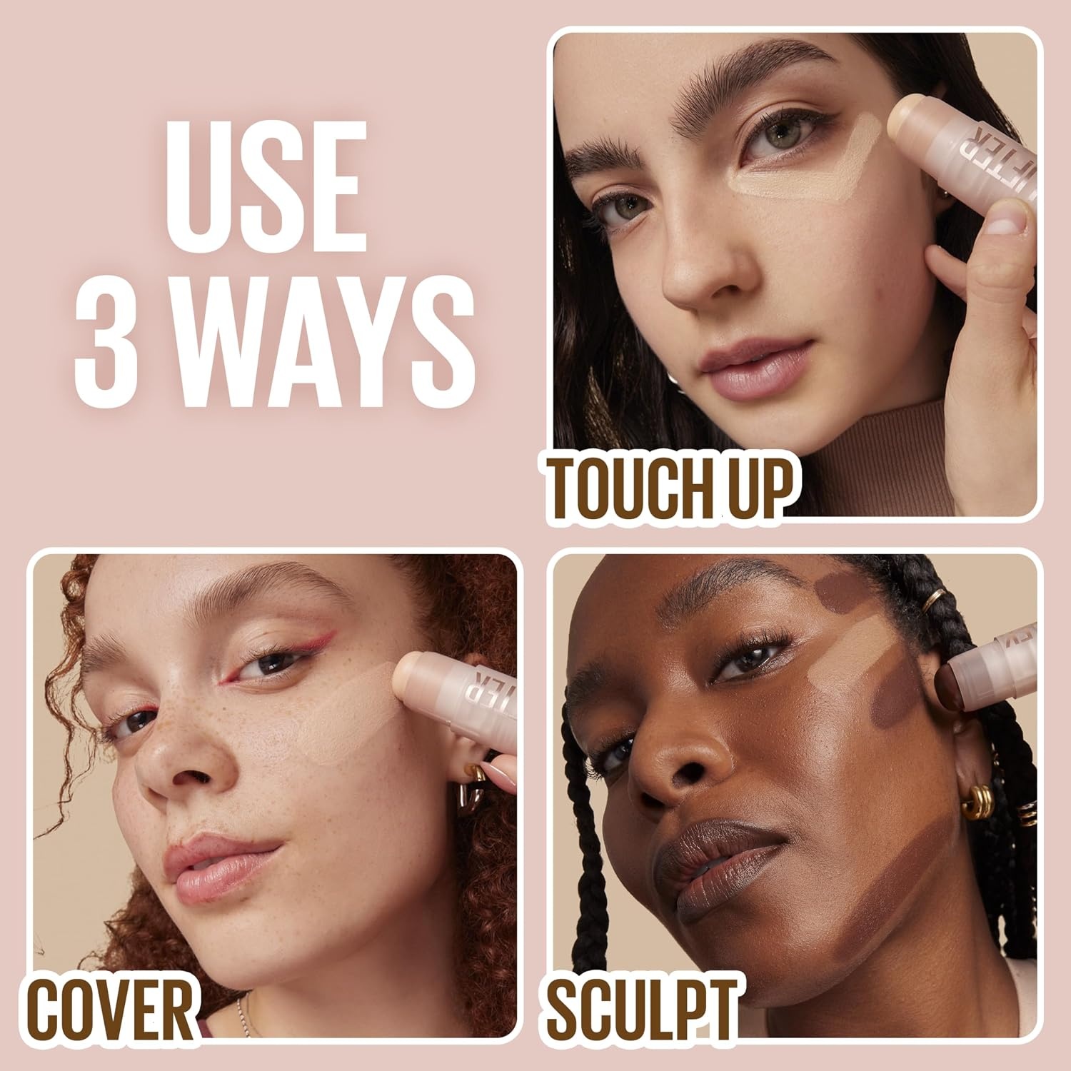 image:imageMaybelline Lifter Stix MultiUse Face Stick Contour Bronzer Concealer and Foundation Stick AllInOne Creamy Face Makeup with Cranberry Seed Oil 75 1 Count75 Cool