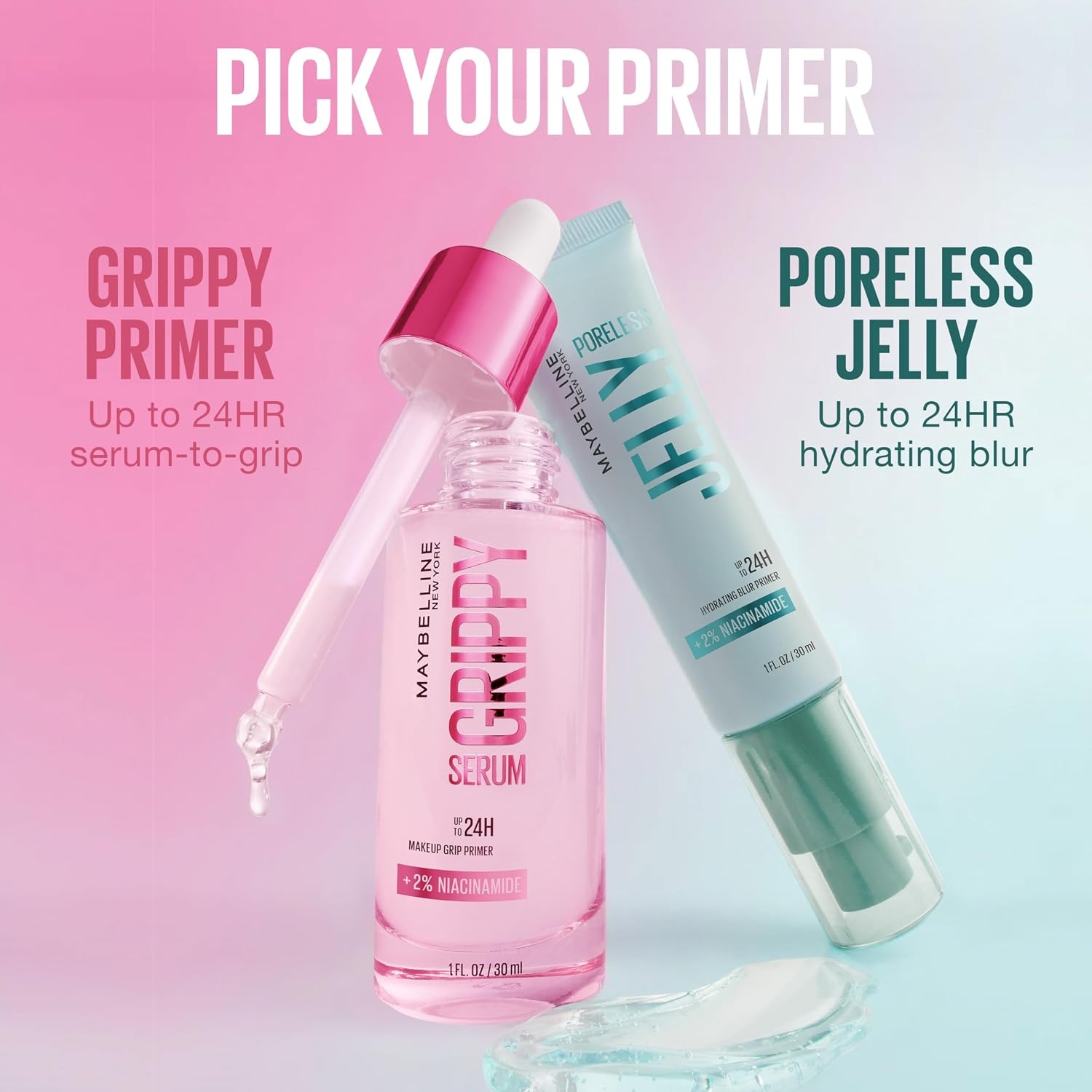 image:imageMaybelline Poreless Jelly Primer Hydrating Blurring Makeup Primer with 2 Niacinamide For Up To 24HR Make Up Wear Clear 1 Count