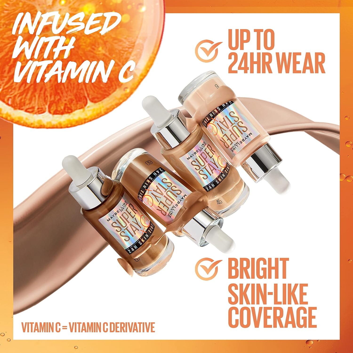 image:imageMaybelline Super Stay Up to 24HR Skin Tint Radiant LighttoMedium Coverage Foundation Makeup Infused With Vitamin C 372 1 Count338