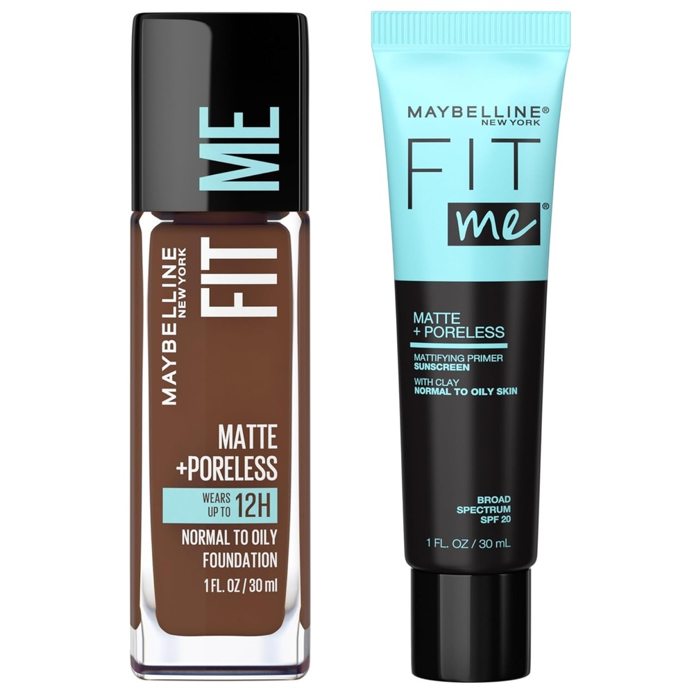 image:imageMaybelline Fit Me Matte Poreless Mattifying Face Primer Makeup With Sunscreen Broad Spectrum SPF 20 16HR Wear Shine Control Clear 1 CountPrimer Java Foundation Bundle
