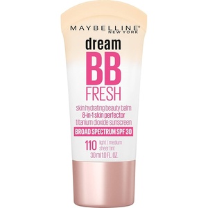 MAYBELLINE Dream Fresh Skin Hydrating BB Cream, 8-in-1 Skin Perfecting Beauty Balm With Broad Spectrum Spf 30, Sheer Tint Coverage, Oil-Free, Deep, 1 Fl Oz(110 LIGHT/MEDIUM)
