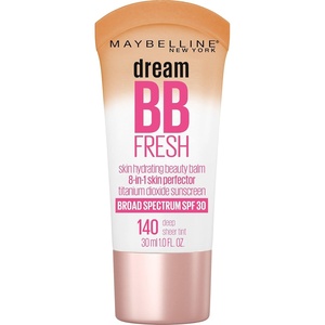 MAYBELLINE Dream Fresh Skin Hydrating BB Cream, 8-in-1 Skin Perfecting Beauty Balm With Broad Spectrum Spf 30, Sheer Tint Coverage, Oil-Free, Deep, 1 Fl Oz(140 DEEP)