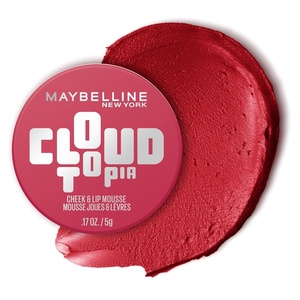 Maybelline Cloudtopia Blush for Cheeks and Lip Mousse, Ultra-Vivid, Pigmented Formula for Up to 14HR of Blush and Lip Makeup Color, Divine Crimson, 1 Count(ETHEREAL ROUGE)