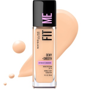 Maybelline Fit Me Dewy + Smooth Liquid Foundation Makeup, Natural Beige, 1 Count (Packaging May Vary)(120 CLASSIC IVORY)