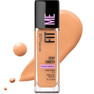 Maybelline Fit Me Dewy + Smooth Liquid Foundation Makeup, Natural Beige, 1 Count (Packaging May Vary)(322 WARM HONEY)