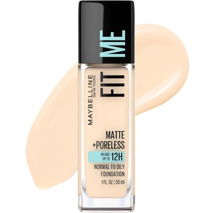 Maybelline Fit Me Matte + Poreless Liquid Oil-Free Foundation Makeup, Warm Coconut, 1 Count (Packaging May Vary)(110 PORCELAIN)