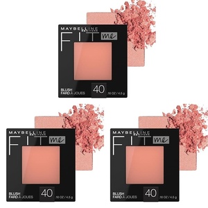 Maybelline Fit Me Powder Blush, Lightweight, Smooth, Blendable, Long-lasting All-Day Face Enhancing Makeup Color, Berry, 1 Count(40 PEACH (Pack of 3))