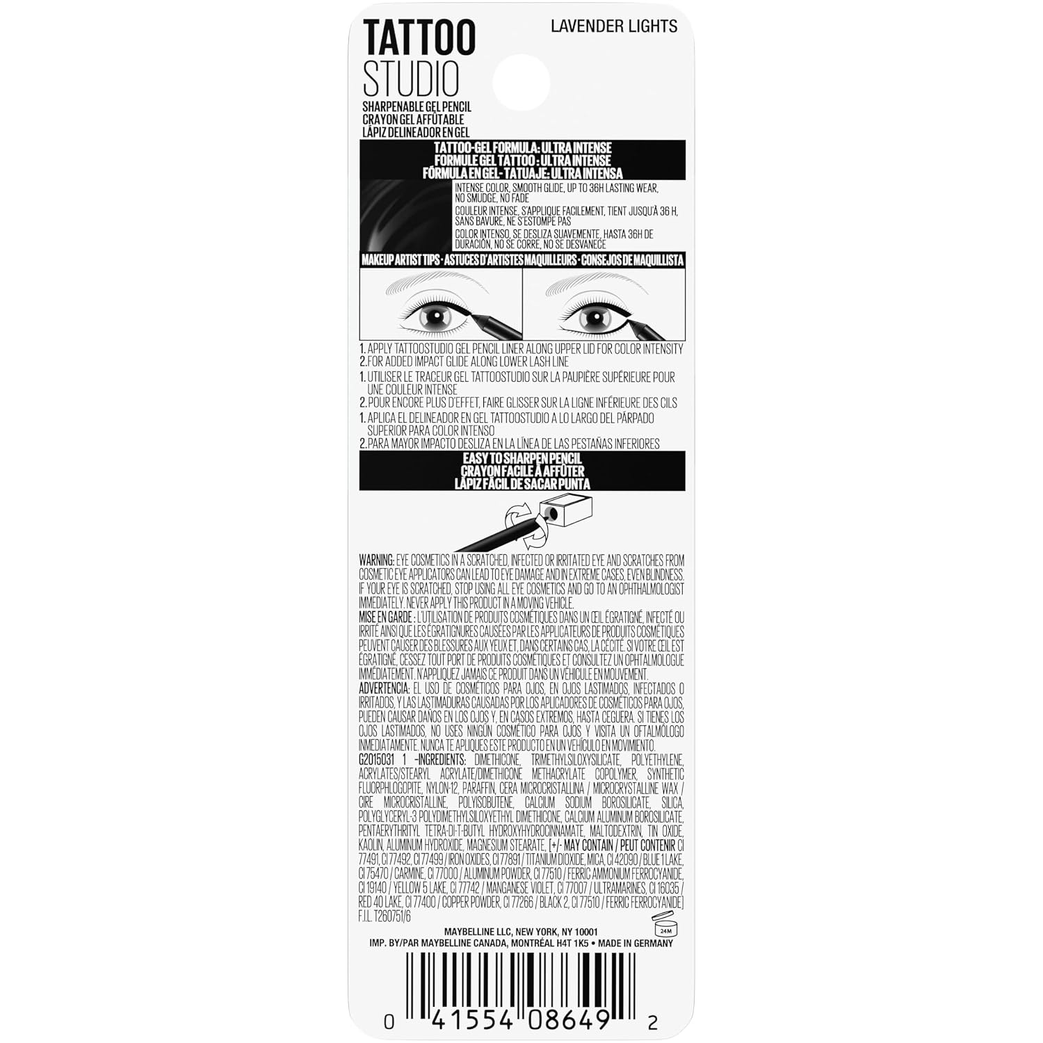 image:imageMAYBELLINE Tattoo Studio Sharpenable Eyeliner Pencil 36 Hour Wear Waterproof Navy Bling 1 CountLavender Lights