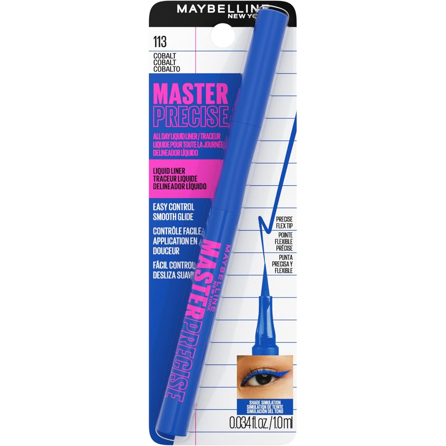 image:imageMaybelline Eyestudio Master Precise All Day Waterproof Liquid Eyeliner Makeup Black 1 Count Packaging May VaryCOBALT