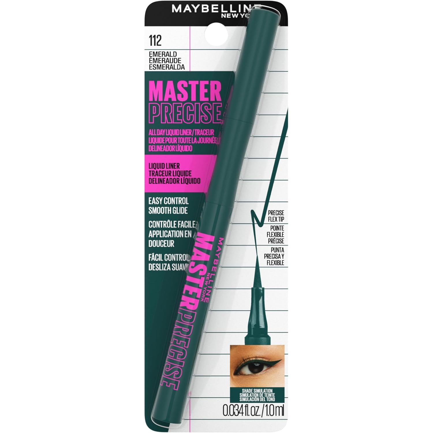 image:imageMaybelline Eyestudio Master Precise All Day Waterproof Liquid Eyeliner Makeup Black 1 Count Packaging May VaryEMERALD