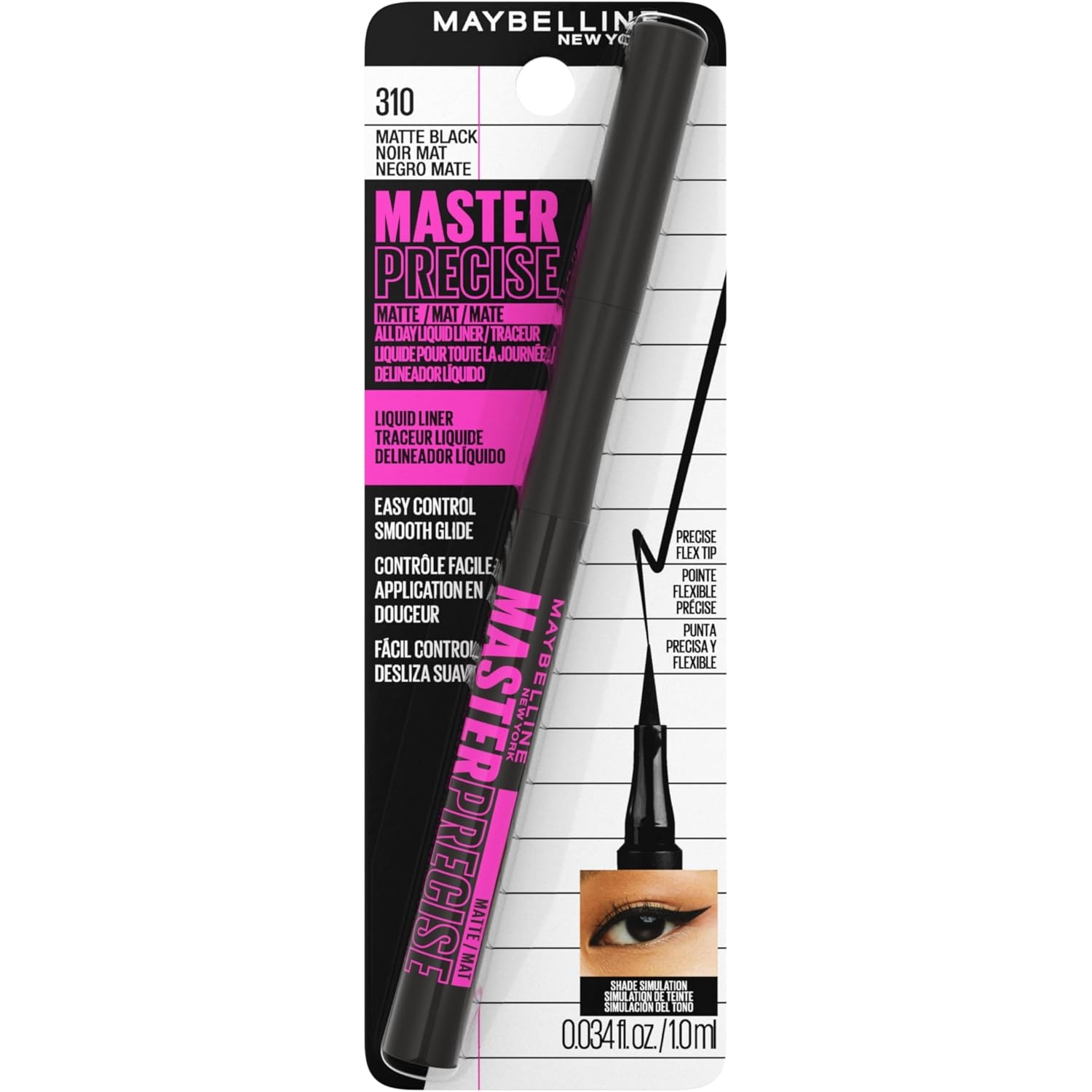 image:imageMaybelline Eyestudio Master Precise All Day Waterproof Liquid Eyeliner Makeup Black 1 Count Packaging May VaryMATTE BLACK