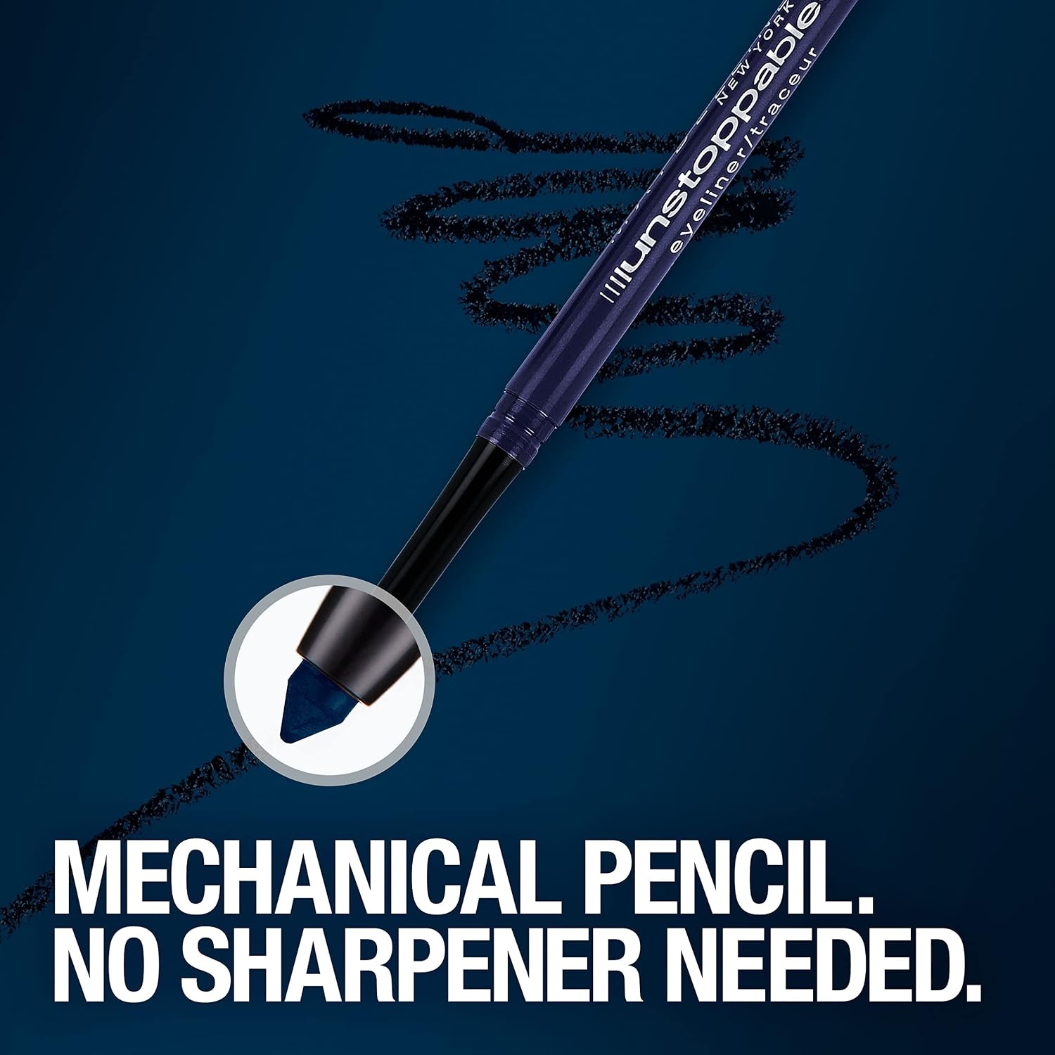 image:imageMaybelline Unstoppable Waterproof Mechanical Black Eyeliner Pencil Easy to Apply Smooth Glide Up to 24 Hour Wear Onyx40 SAPPHIRE
