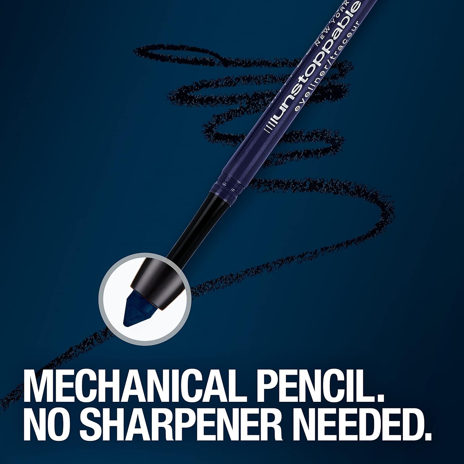 image:imageMaybelline Unstoppable Waterproof Mechanical Black Eyeliner Pencil Easy to Apply Smooth Glide Up to 24 Hour Wear Onyx40 SAPPHIRE