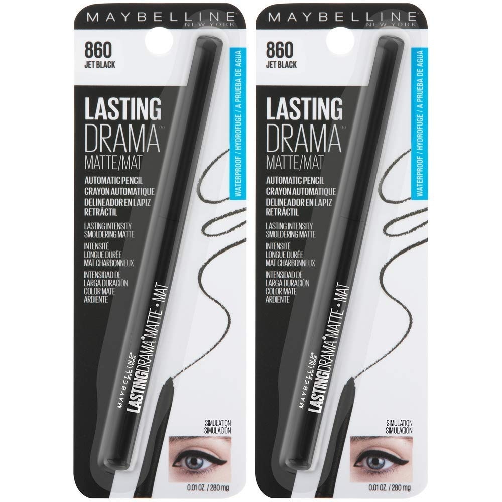 image:imageMaybelline Eyestudio Lasting Drama Waterproof Matte Gel Pencil Black Eyeliner Makeup Jet Black 2 CountJet Black