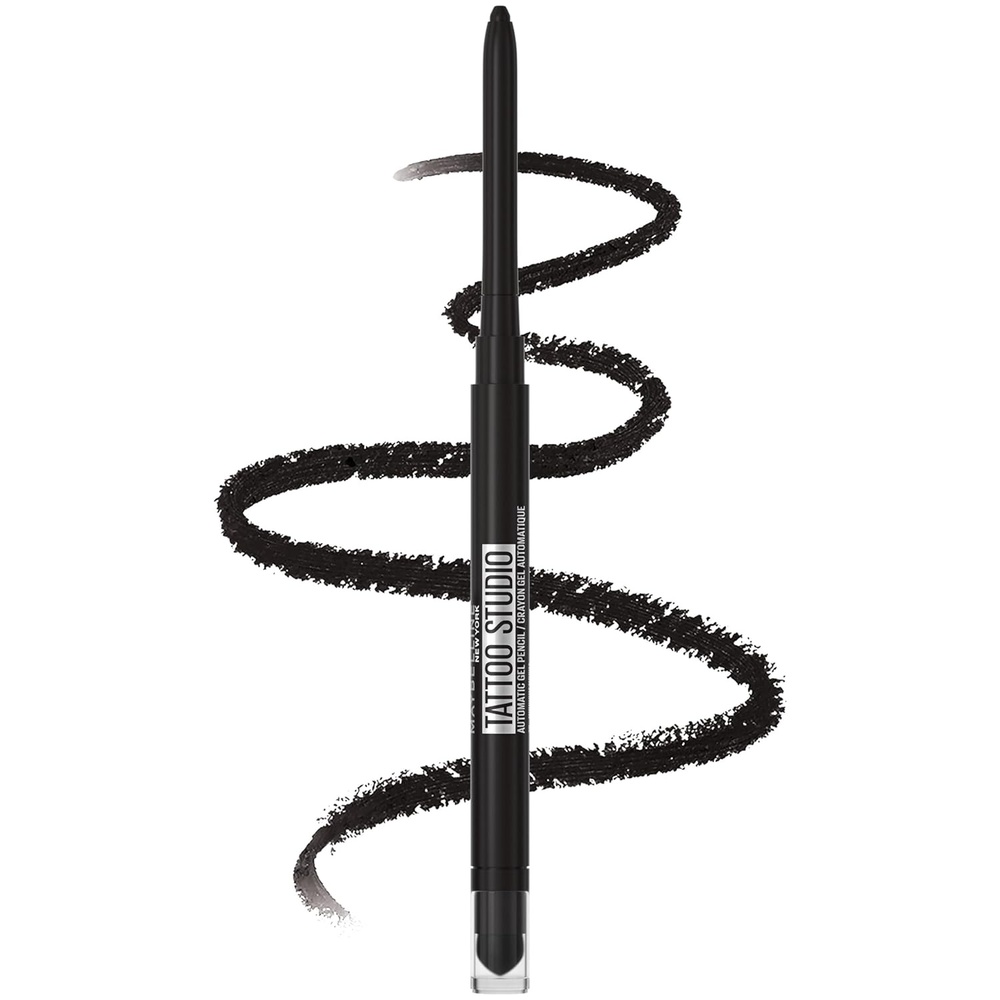 image:imageMaybelline Tattoo Studio Automatic Gel Pencil Waterproof Eyeliner Blendable Smudge Resistant Matte Eyeliner For Up To 36HR Wear Midnight Mocha Smokey Gray Packaging May VaryPitch Black Smokey Black