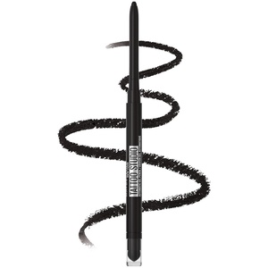 Maybelline Tattoo Studio Automatic Gel Pencil Waterproof Eyeliner, Blendable, Smudge Resistant, Matte Eyeliner For Up To 36HR Wear, Midnight Mocha (Smokey Gray), Packaging May Vary(Pitch Black (Smokey Black))