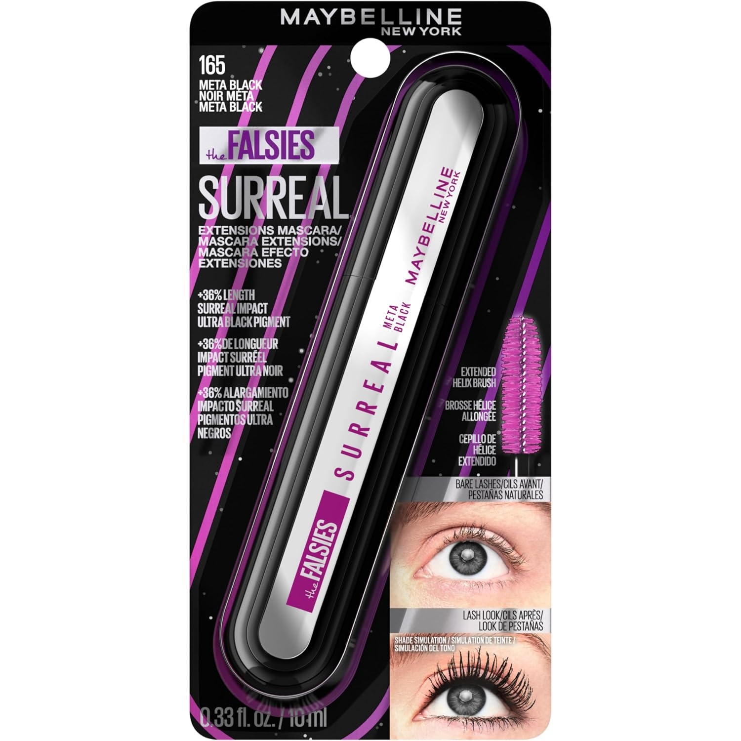 image:imageMaybelline The Falsies Surreal Extensions Washable Mascara Volumizing Lengthening Mascara Make Up Meta Black 1 CountMETA BLACK