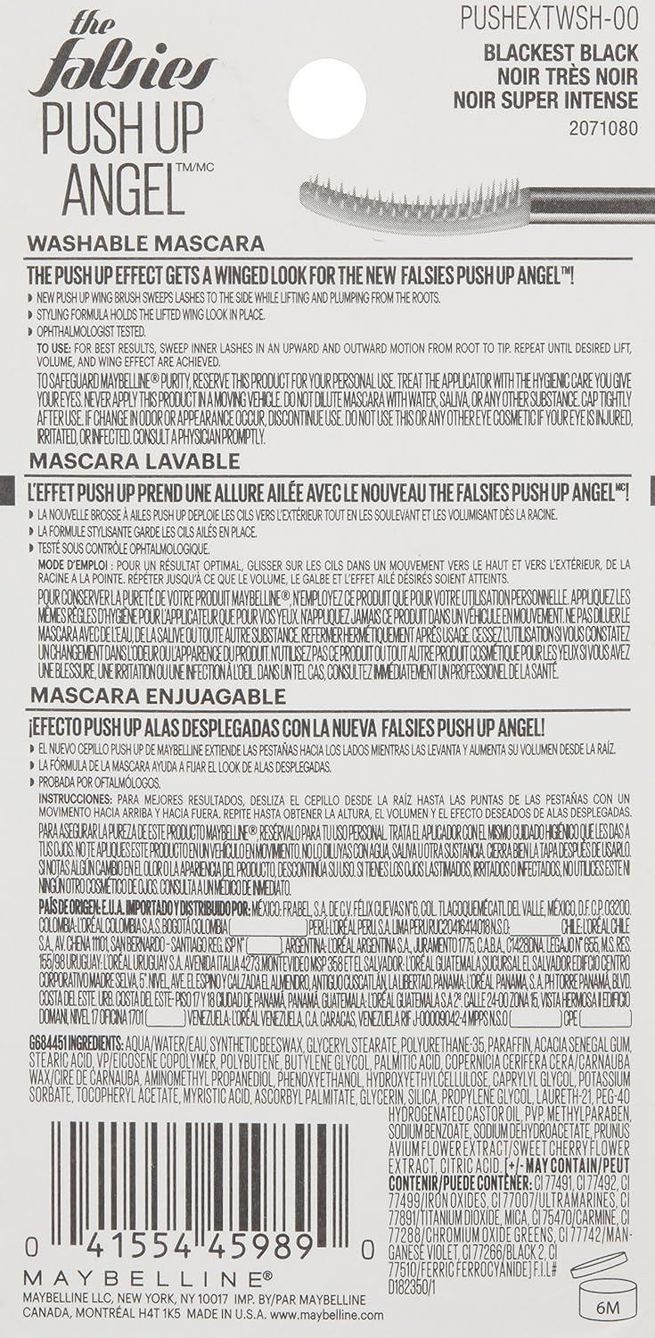 image:imageMaybelline Volum Express Falsies Push Up Angel Washable Mascara Blackest Black 1 CountBLACKEST BLACK