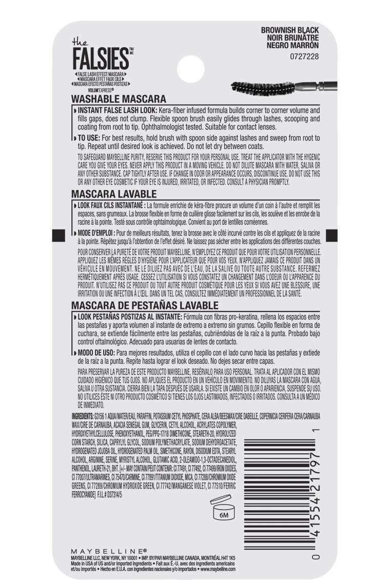 image:imageMaybelline Volum Express Falsies Volumizing Washable Mascara Blackest Black 1 CountBROWNISH BLACK