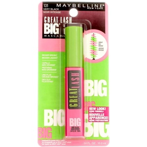 Maybelline Great Lash Washable Mascara Makeup, Volumizing Lash-Doubling Formula That Conditions As It Thickens, Blackest Black, 1 Count(Very Black)