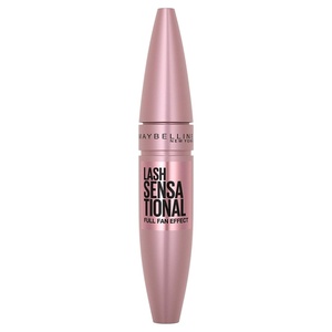 Maybelline Lash Sensational Washable Mascara, Lengthening and Volumizing for a Full Fan Effect, Blackest Black, 1 Count(BLACKEST BLACK)