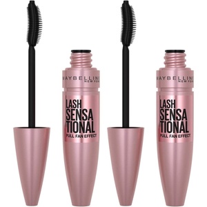 Maybelline Lash Sensational Washable Mascara, Lengthening and Volumizing for a Full Fan Effect, Blackest Black, 1 Count(Blackest Black)