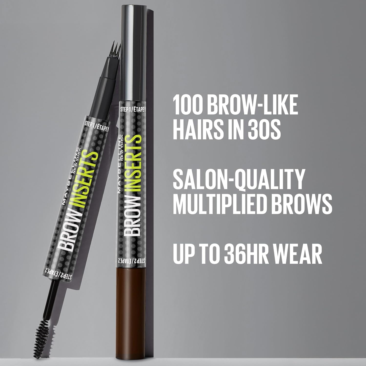 image:imageMaybelline Brow Inserts Eyebrow Pen Micro Needle Shaped 2In1 DualEnded Brow Makeup Pen and Gel WaterResistant Smudge Proof for Up to 36HR Wear Medium BrownAsh Brown