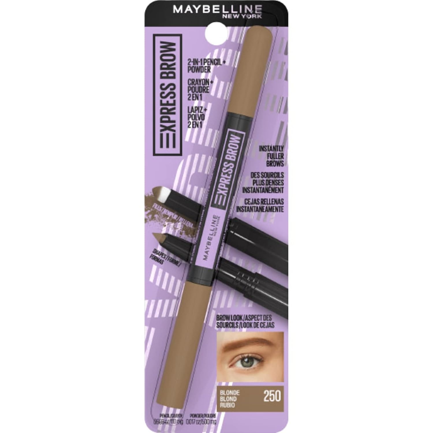 image:imageMaybelline Express Brow 2In1 Pencil and Powder Eyebrow Makeup Deep Brown 1 Count250 Blonde