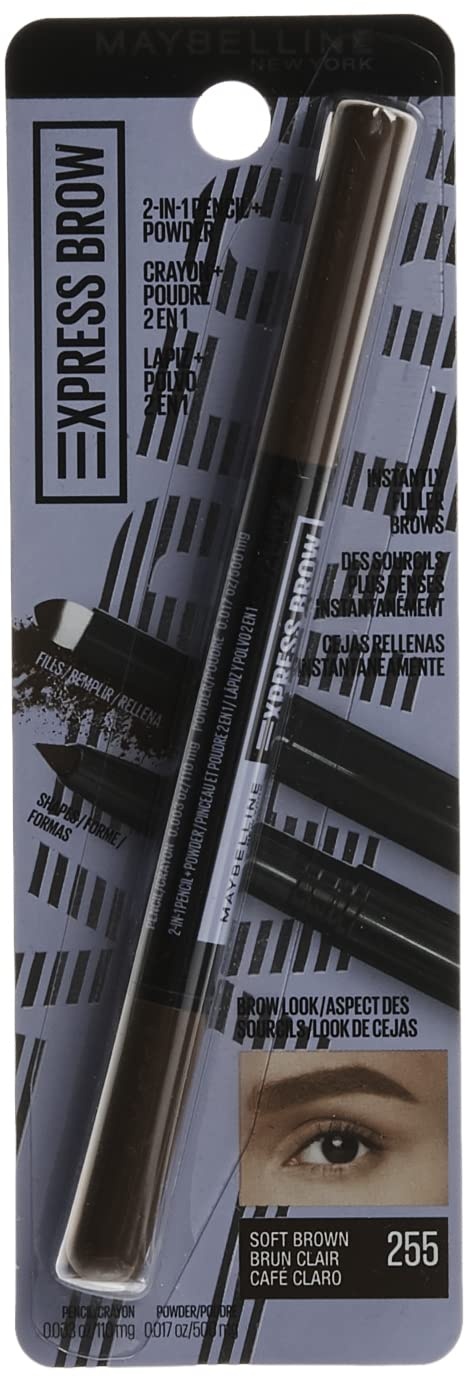 image:imageMaybelline Express Brow 2In1 Pencil and Powder Eyebrow Makeup Deep Brown 1 Count255 Soft Brown