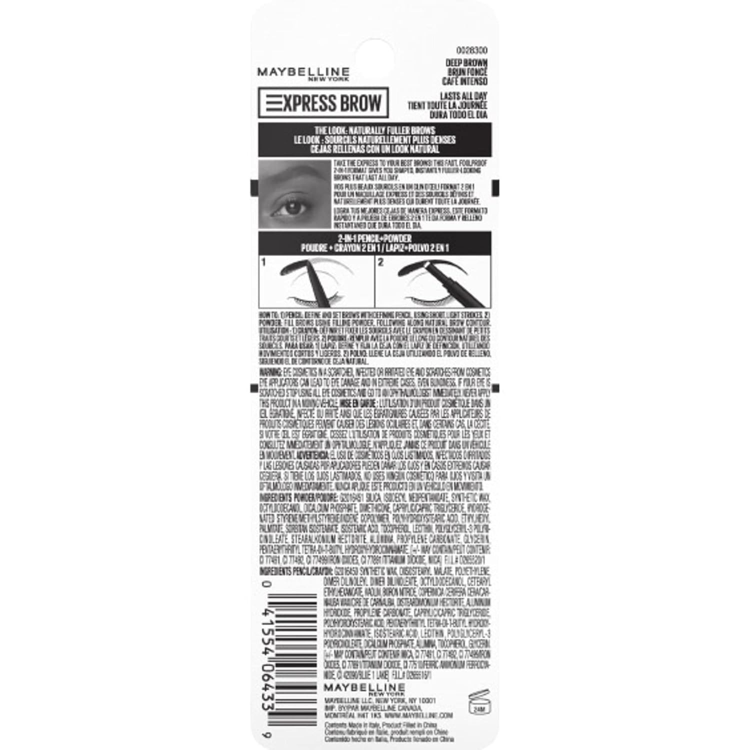image:imageMaybelline Express Brow 2In1 Pencil and Powder Eyebrow Makeup Deep Brown 1 Count260 Deep Brown