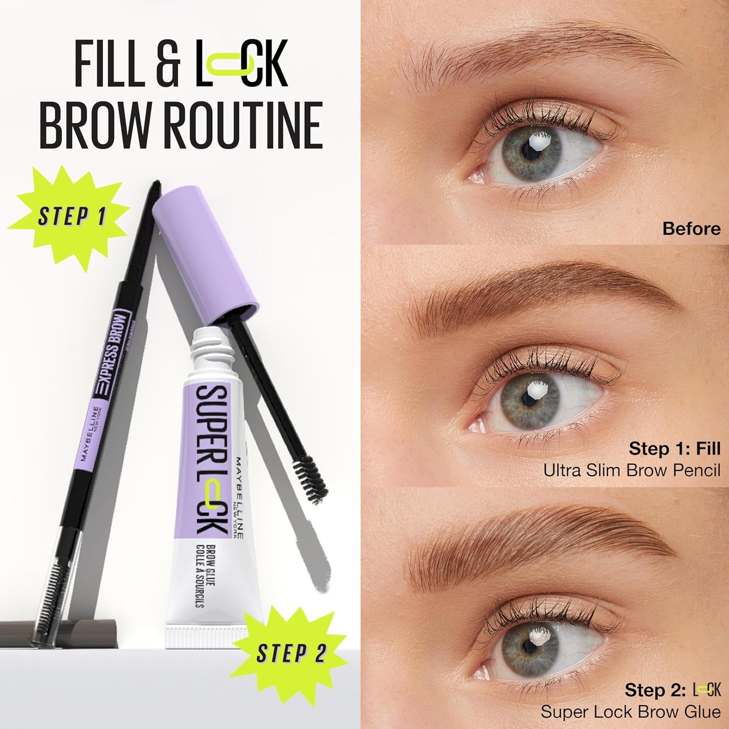 image:imageMaybelline Super Lock Brow Glue Eyebrow Gel Lightweight and Waterproof Tinted Brow Gel For Up To 24HR Hold Black 1 Count257 Medium Brown
