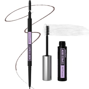 Maybelline Express Brow Ultra Slim Eyebrow Makeup, Brow Pencil with Precision Tip and Spoolie for Defined Eyebrows, Soft Brown 255, 1 Count(DEEP BROWN & CLEAR FAST SCULPT BUNDLE)