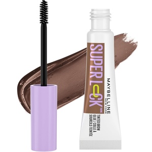 Maybelline Super Lock Brow Glue Eyebrow Gel, Lightweight and Waterproof Tinted Brow Gel For Up To 24HR Hold, Black, 1 Count(257 Medium Brown)