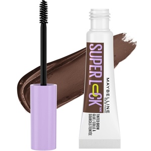 Maybelline Super Lock Brow Glue Eyebrow Gel, Lightweight and Waterproof Tinted Brow Gel For Up To 24HR Hold, Black, 1 Count(260 Deep Brown)
