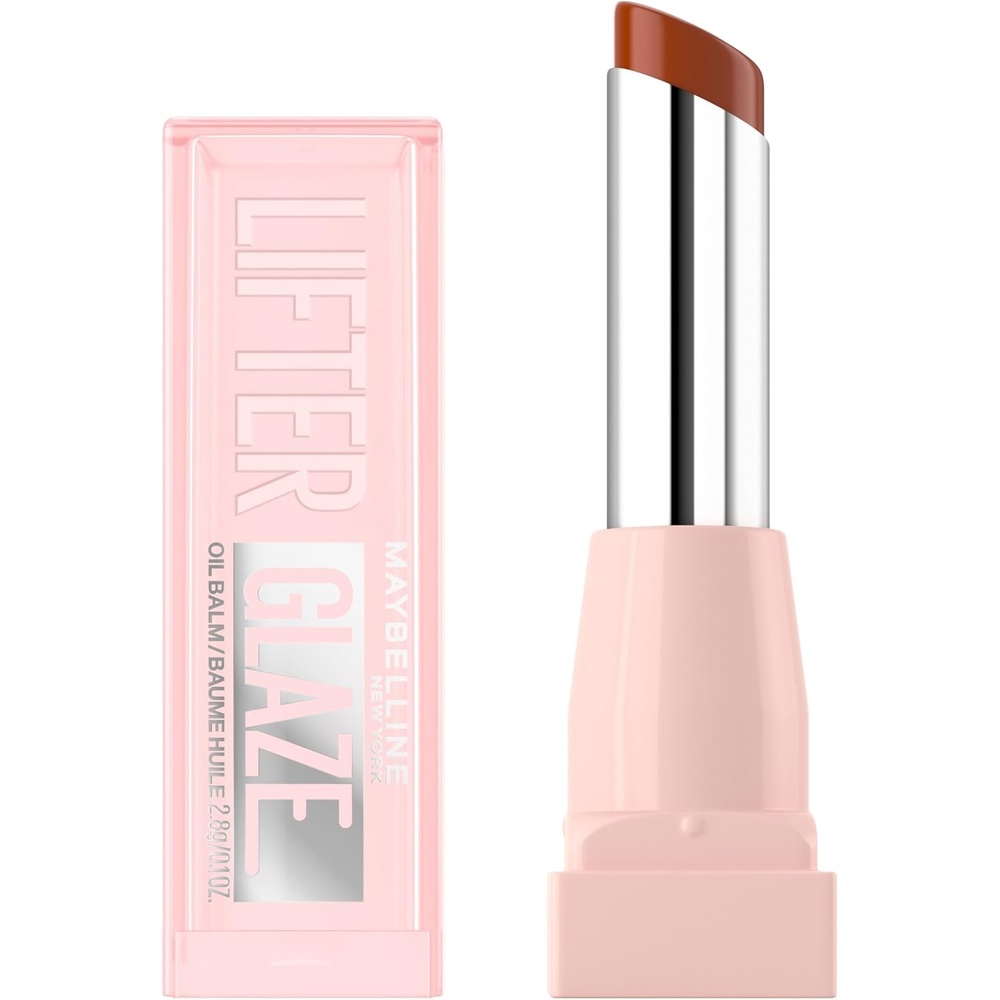 image:imageMAYBELLINE Lifter Glaze Oil Balm with Hyaluronic Acid and Hydrating Oil Blend Lip Balm with 24HRs of Smooth Moisturizing Shine Rose Bite Sheer Hot PinkLatte Crush