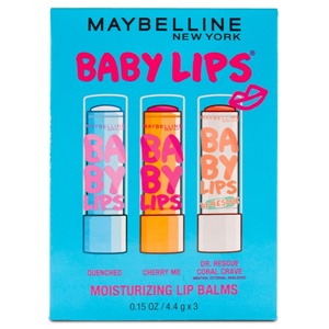 Maybelline New York Baby Lips Moisturizing Lip Balm 3-pack, Lip Care Essentials, 3 Shades(1 Count (Pack of 3))